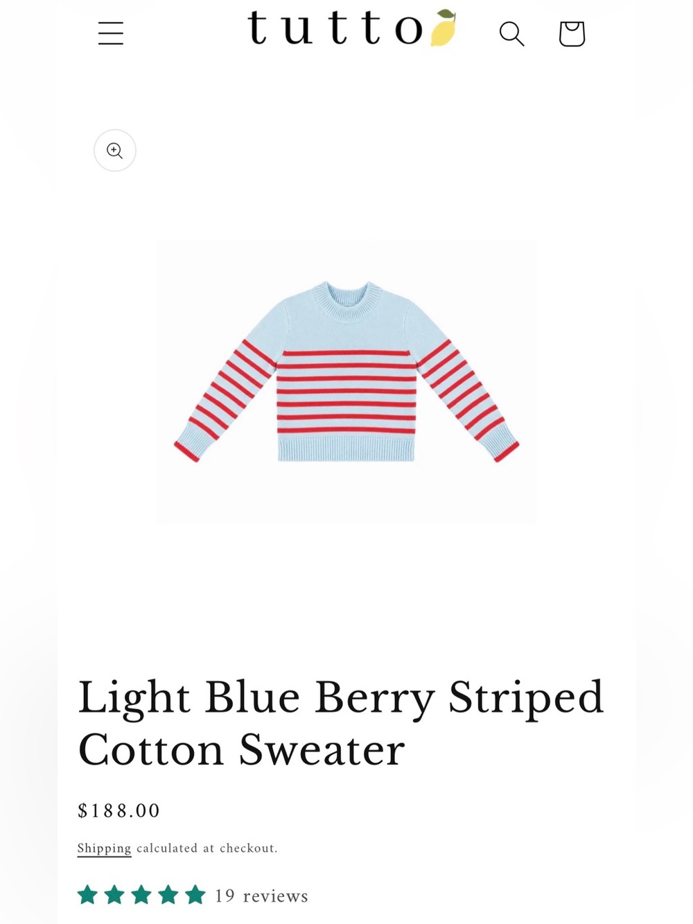 Tutto Knit Light Blue and Berry Striped Crewneck Sweater size L worn once